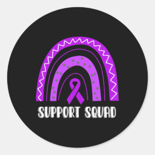 Support Squad Purple Rainbow Fibromyalgia Awarenes Classic Round Sticker