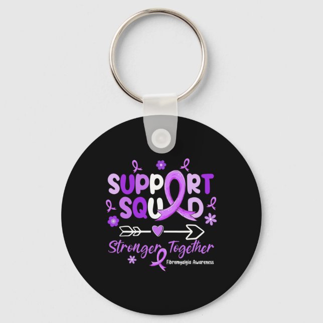Support Squad Purple Ribbon Fibromyalgia Awareness Key Ring (Front)