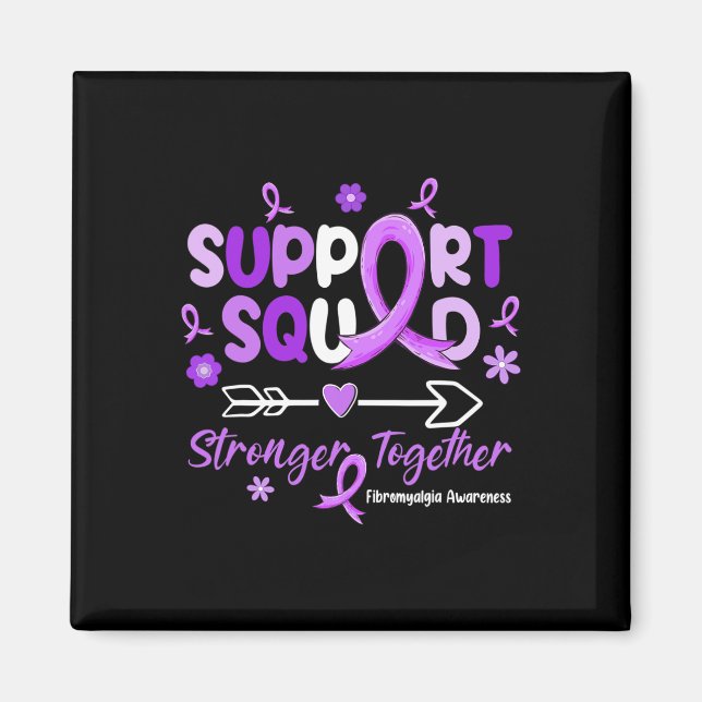 Support Squad Purple Ribbon Fibromyalgia Awareness Magnet (Front)