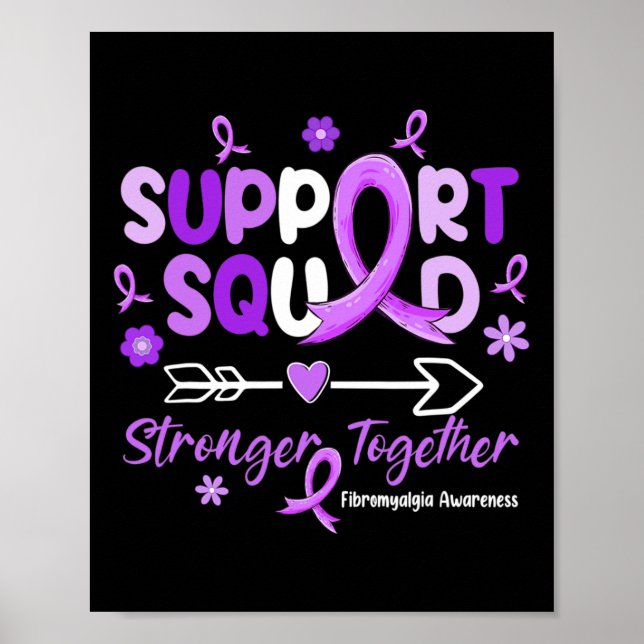 Support Squad Purple Ribbon Fibromyalgia Awareness Poster (Front)