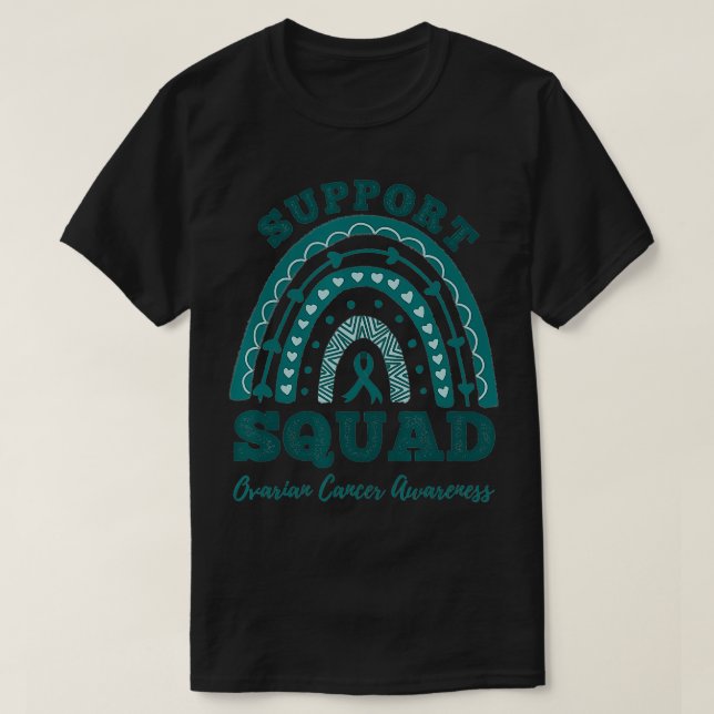 Support Squad Rainbow Ovarian Cancer Awareness  T-Shirt (Design Front)