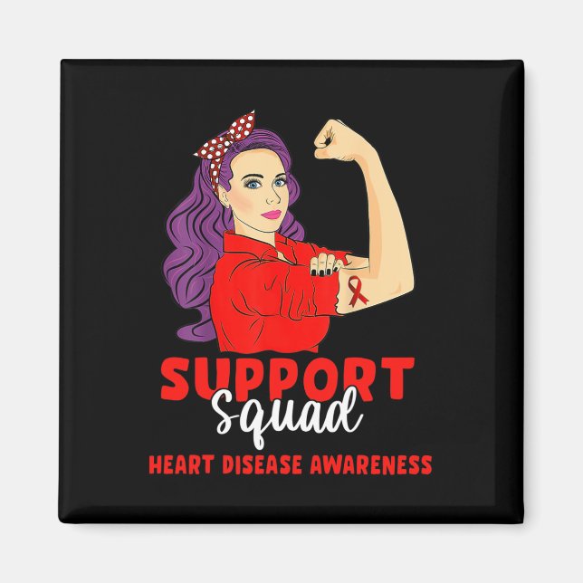 Support Squad Red Warrior Heart Disease Awareness  Magnet (Front)