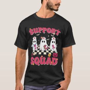 Support Squad Retro Groovy Nurse Breast Cancer Awa T-Shirt
