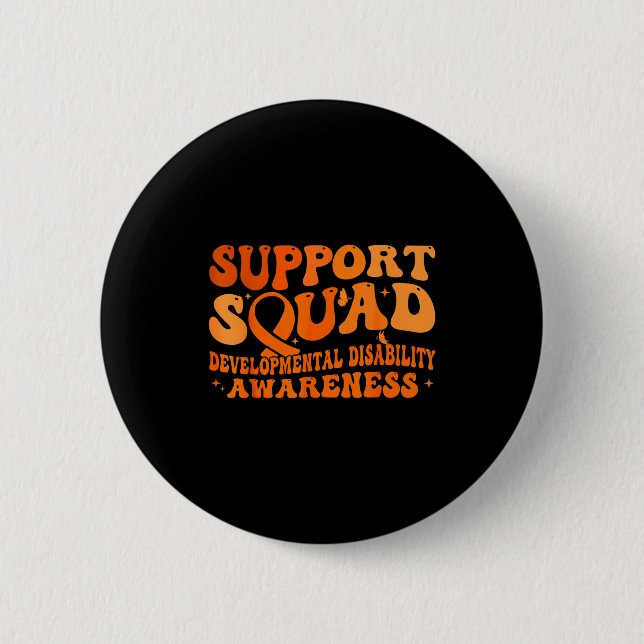 Support squad ribbon developmental disability 6 cm round badge (Front)