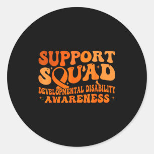 Support squad ribbon developmental disability classic round sticker