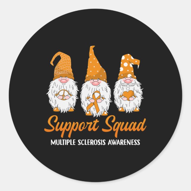 Support Squad Ribbon Multiple Sclerosis Awareness  Classic Round Sticker (Front)