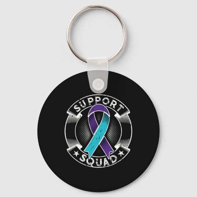 Support Squad Ribbon Suicide Prevention Awareness  Key Ring (Front)