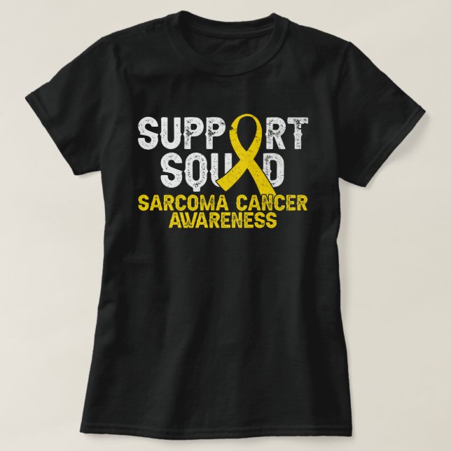 Support Squad Sarcoma Cancer Awareness Yellow Ribb T-Shirt (Design Front)