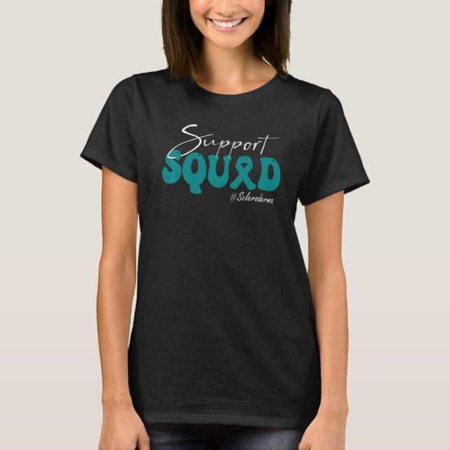 Support Squad Scleroderma Awareness Teal Ribbon   T-Shirt (Front)