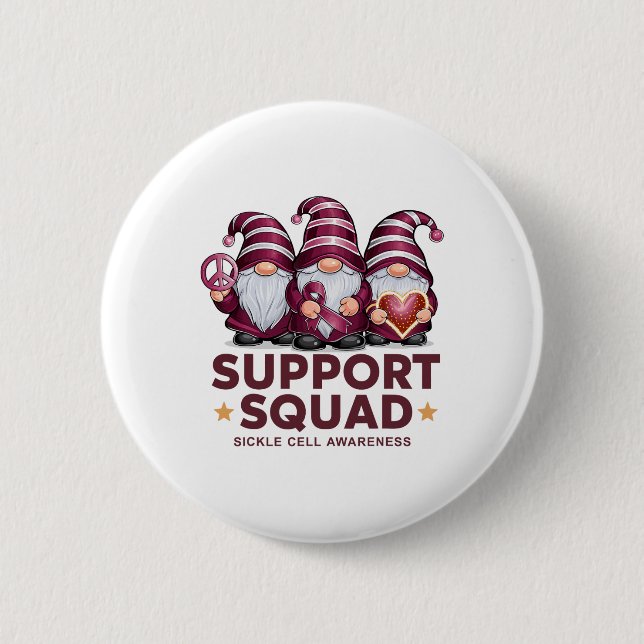 Support Squad Sickle Cell Awareness Month Gnomes S 6 Cm Round Badge (Front)
