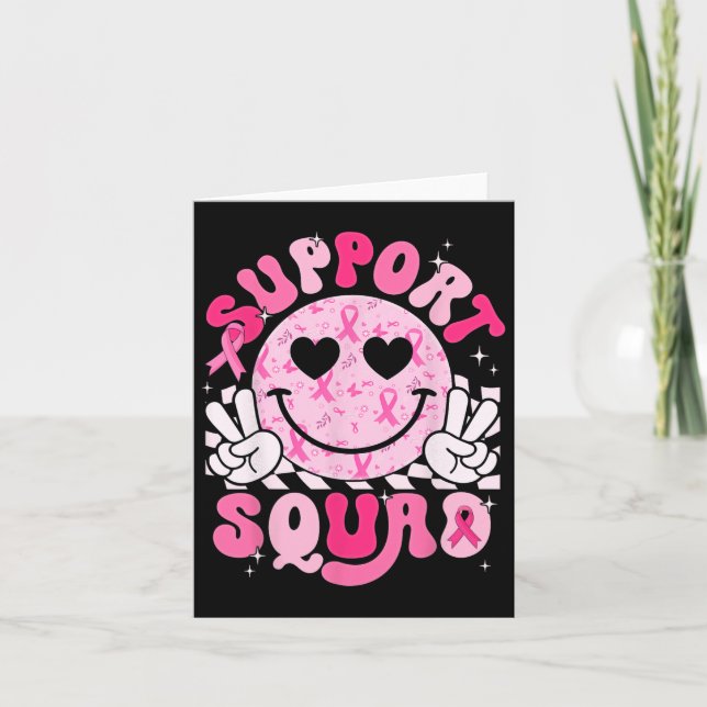 Support Squad Smile Face Breast Cancer Awareness P Card (Front)