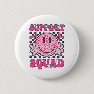 Support Squad Smile Face Pink Breast Cancer Awaren 6 Cm Round Badge
