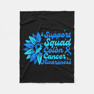 Support squad sunflower colon blue cancer fleece blanket