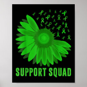 Support Squad Sunflower Green Ribbon Mental Health Poster