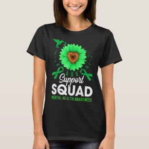Support Squad Sunflower Green Ribbon Mental Health T-Shirt