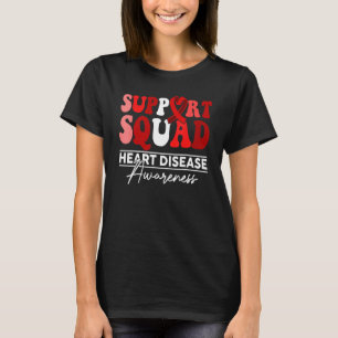 Support Squad Sunflower Hair Heart Disease Awarene T-Shirt
