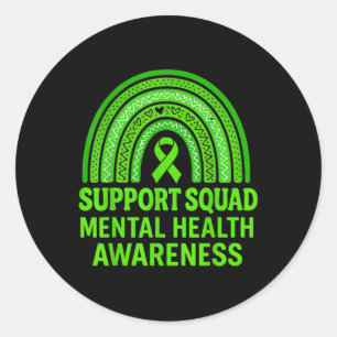 Support Squad Sunflower Hair Mental Health Awarene Classic Round Sticker