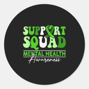 Support Squad Sunflower Hair Mental Health Awarene Classic Round Sticker