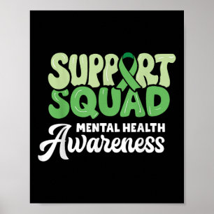 Support Squad Sunflower Hair Mental Health Awarene Poster