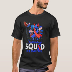 Support Squad Sunflower Hummingbird CHD Awareness T-Shirt