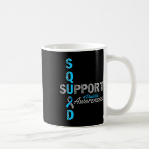 Support Squad T1d T2d Diabetes Grey Blue Ribbon  Coffee Mug