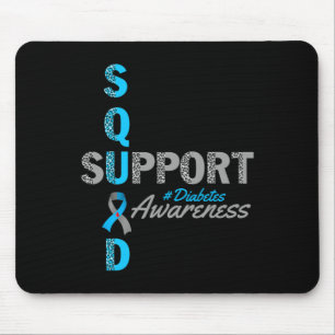 support squad t1d t2d diabetes grey blue ribbon  mouse pad