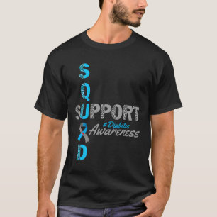 Support Squad T1d T2d Diabetes Grey Blue Ribbon  T-Shirt