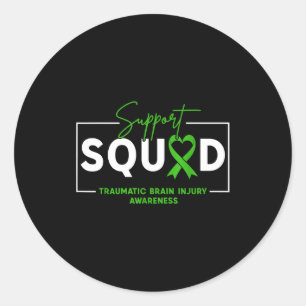 Support squad tbi traumatic brain injury awareness classic round sticker