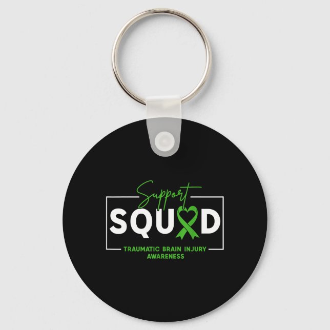 Support Squad TBI Traumatic Brain Injury Awareness Key Ring (Front)