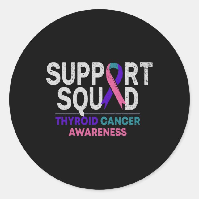 Support Squad Thyroid Cancer Awareness Month Ribbo Classic Round Sticker (Front)