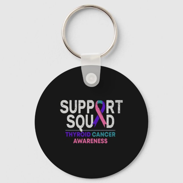 Support Squad Thyroid Cancer Awareness Month Ribbo Key Ring (Front)