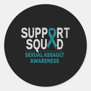 Support Squad Ual Ault Awareness Month Teal Ribbon Classic Round Sticker