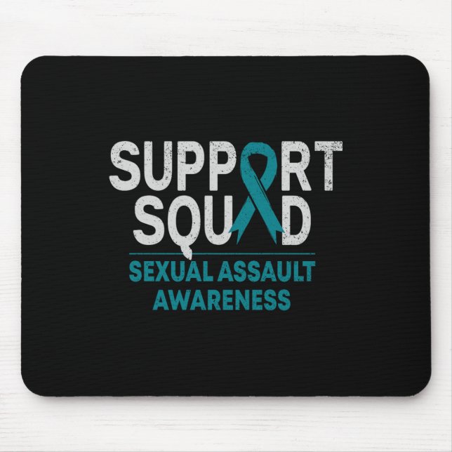 Support Squad Ual Ault Awareness Month Teal Ribbon Mouse Pad (Front)