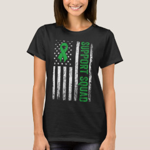 Support Squad Us Flag Green Ribbon Mental Health A T-Shirt