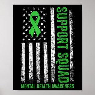 Support Squad Usa Flag Mental Health Awareness Poster