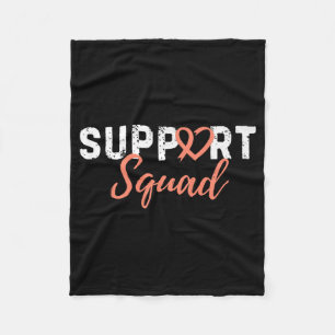 Support Squad Uterine Cancer Love Heart Peach Ribb Fleece Blanket