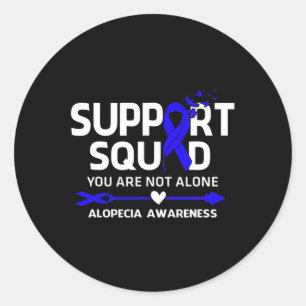 Support Squad Warrior Alopecia Awareness Feather Classic Round Sticker