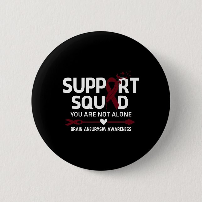 Support Squad Warrior Brain Aneurysm Awareness Fea 6 Cm Round Badge (Front)