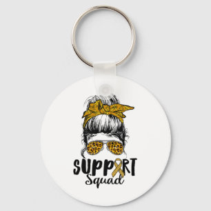 Support Squad Women Leopard Messy Bun Rsd And Crps Key Ring