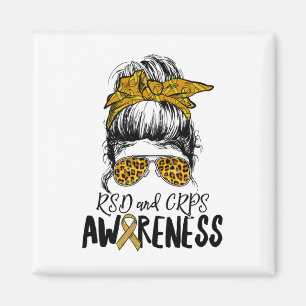 Support Squad Women Leopard Messy Bun Rsd And Crps Magnet