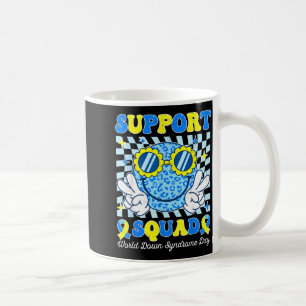 Support squad world down syndrome awareness kids coffee mug