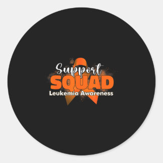 Support squads orange ribbon leukaemia cancer classic round sticker