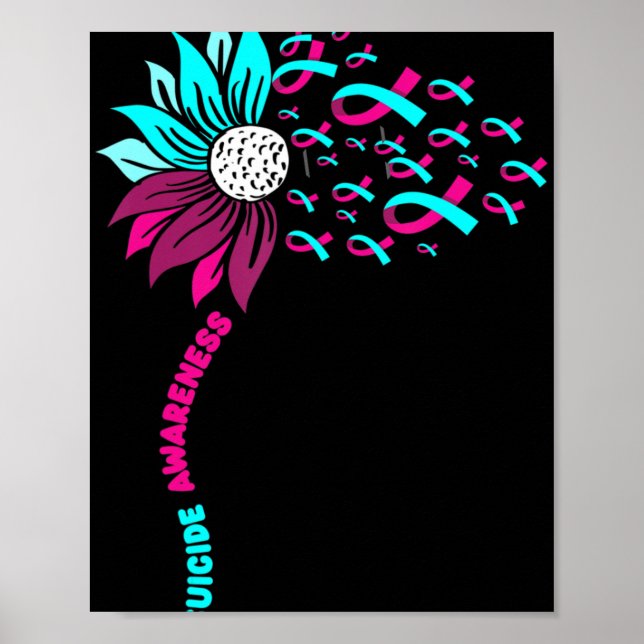 Support Suicide Awareness Flower Suicide Preventio Poster (Front)