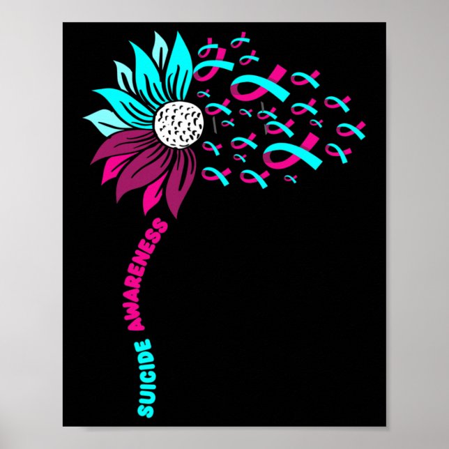 Support Suicide Awareness Flower Suicide Preventio Poster (Front)