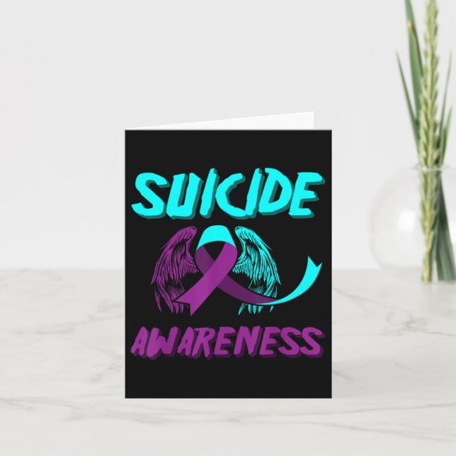 Support Suicide Awareness Wings Suicide Prevention Card (Front)