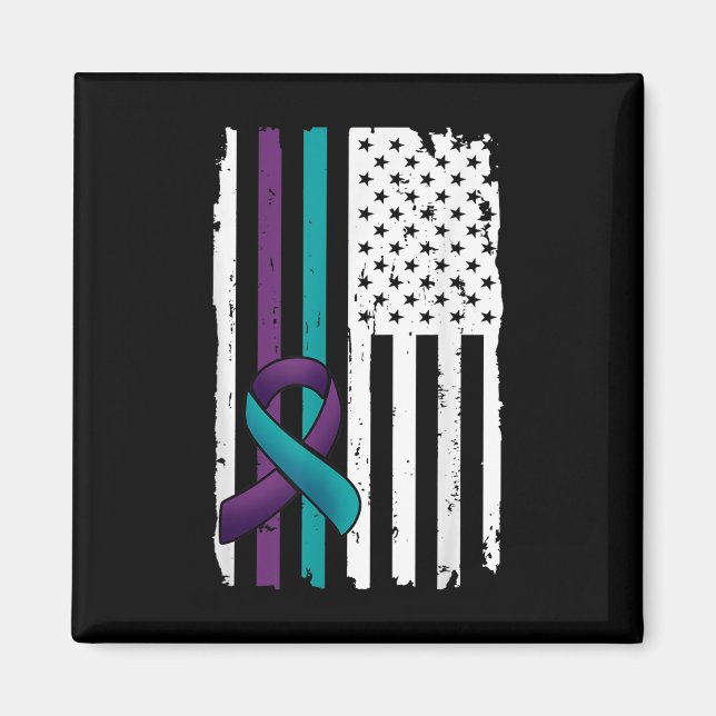 Support Suicide Prevention Awareness American Flag Magnet (Front)