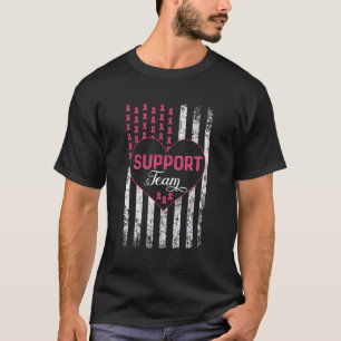 Support Team American Flag K Ribbon Breast Cancer T-Shirt
