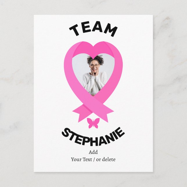Support Team Breast Cancer Awareness With Message Postcard (Front)
