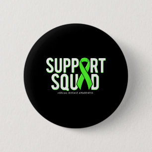 Support Team Celiac Disease Awareness Green Ribbon 6 Cm Round Badge