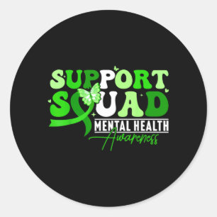 Support Team Mental Health Awareness May Green Classic Round Sticker